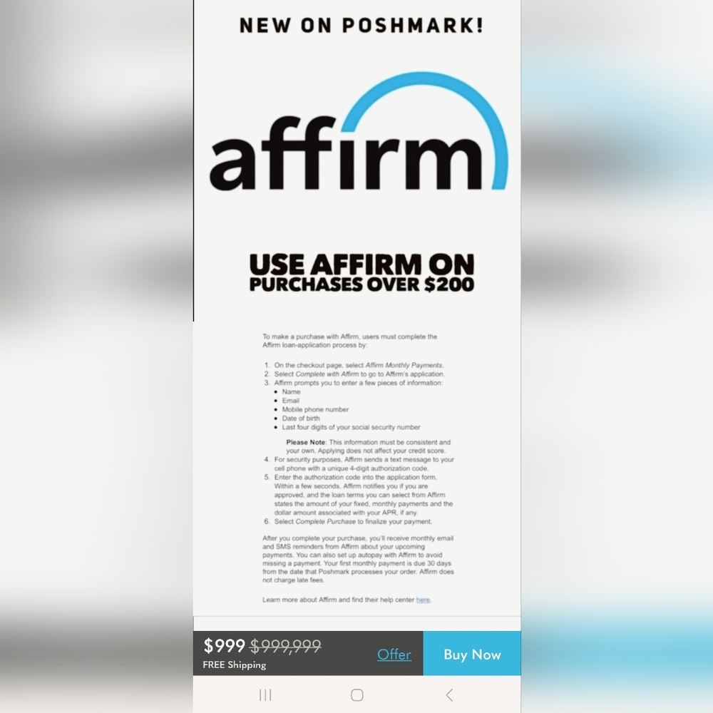Poshmark now Accepts affirm!